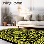 Golden Floral Medallion Symmetry Rug