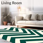 Deep Teal Cream Chevron Zigzag Rug