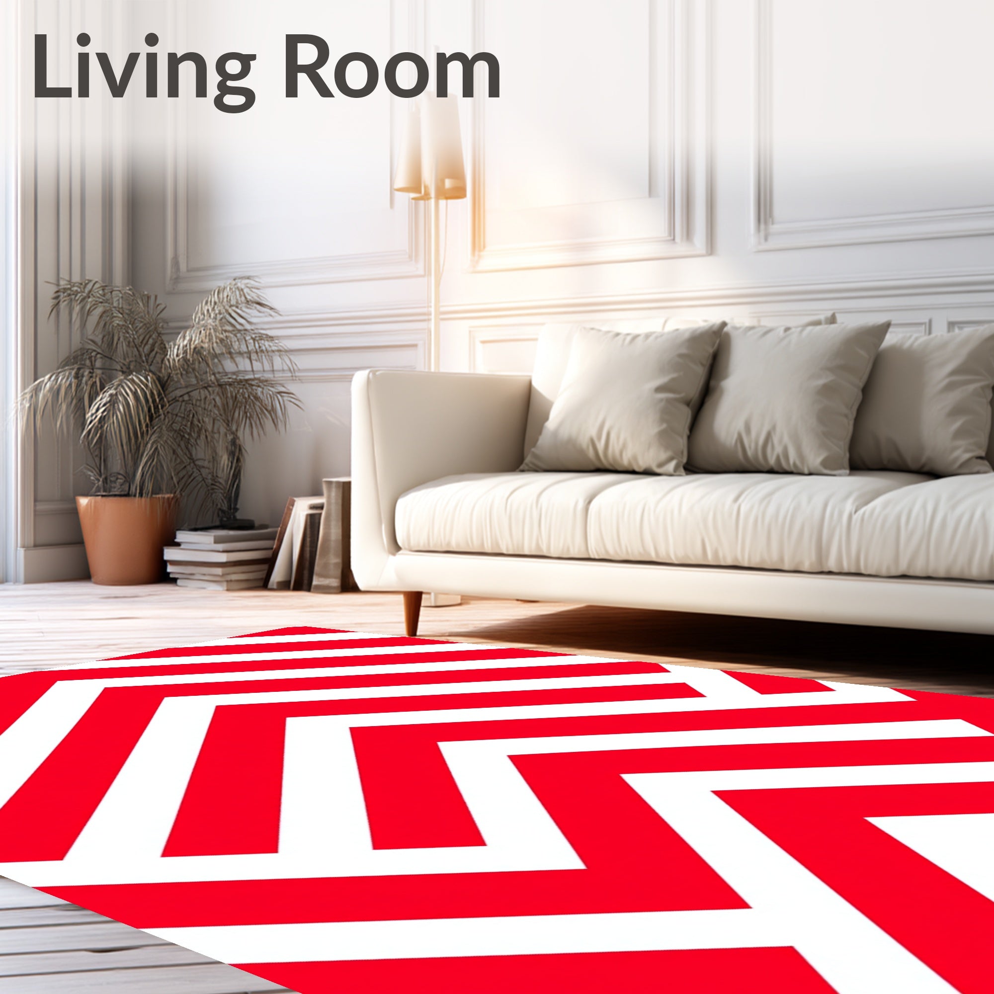 Sharp Red White Angled Chevron Rug