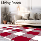 Crimson White Buffalo Checkered Rug