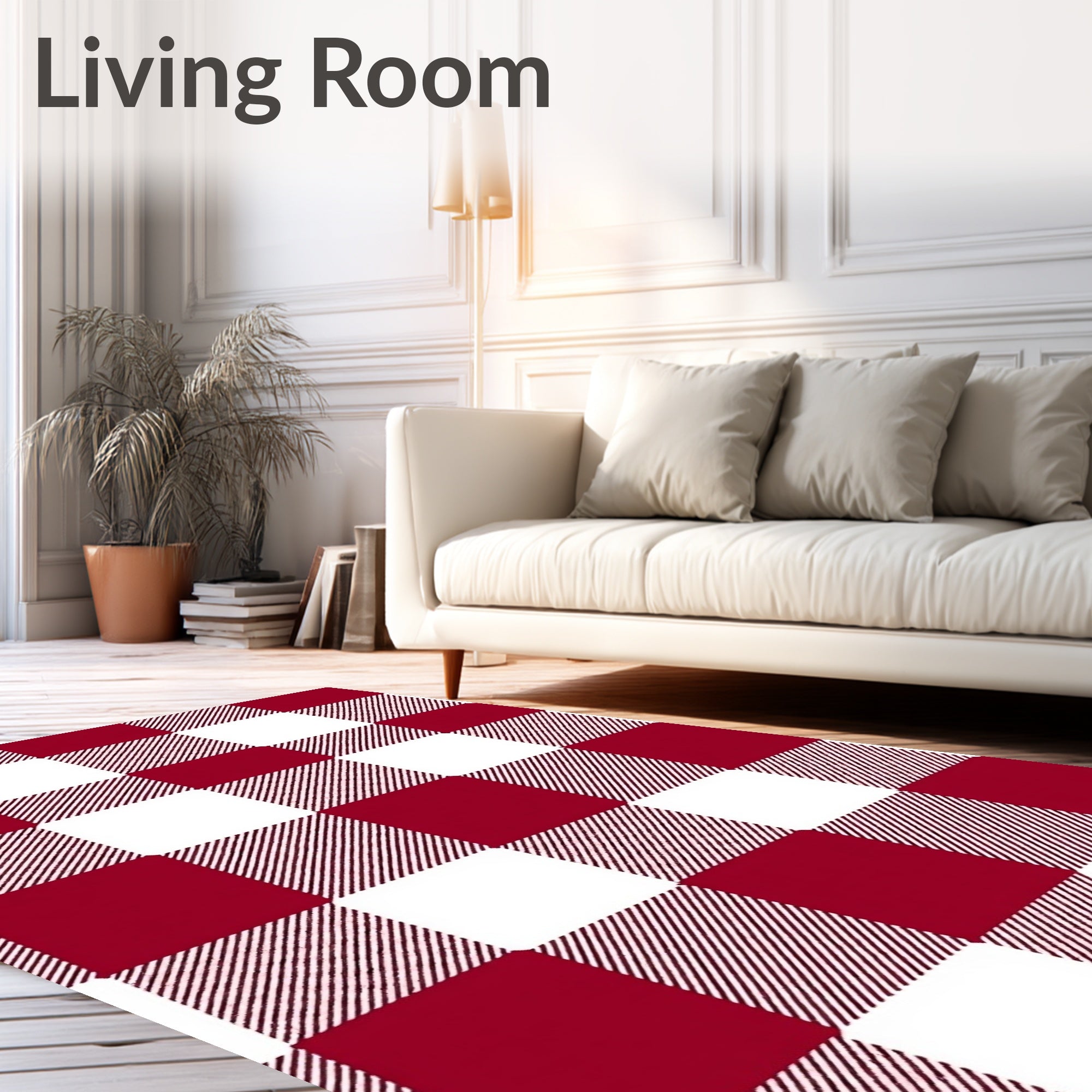 Crimson White Buffalo Checkered Rug