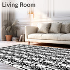 Black White Abstract Branch Repeat Rug