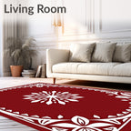 Deep Red Floral Sunburst Medallion Rug