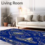 Royal Blue Golden Art Deco Diamond Rug