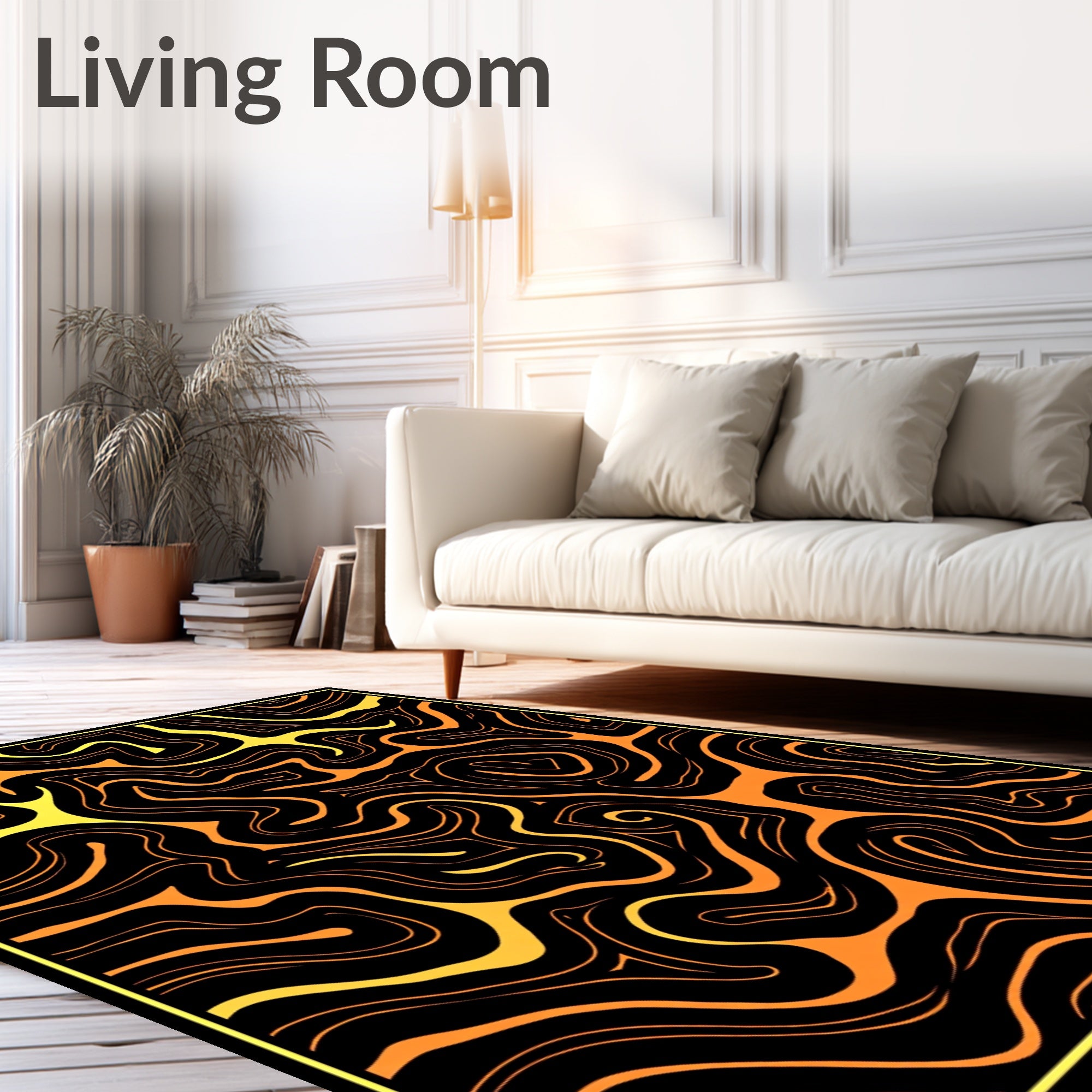 Lava Flow Abstract Swirl Rug