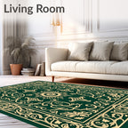 Emerald Green Ornate Sun Medallion Rug
