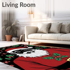 Bold Santa Claus With Red Holly Border Rug