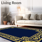 Elegant Gold Floral Border IndigoRug Rug