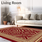 Crimson Gold Paisley Geometric Medallion Rug