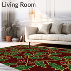 Classic Red Holly Berry Vines Rug
