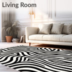 Black White Wavy Zebra Stripes Rug
