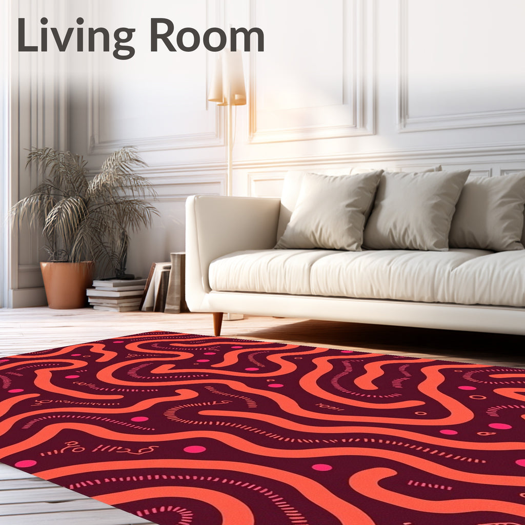 Crimson Organic Winding Lines Rug