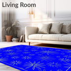 Vibrant Blue Starburst Bursting Rug
