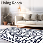 Art Deco Cobalt Geometric Frame Rug