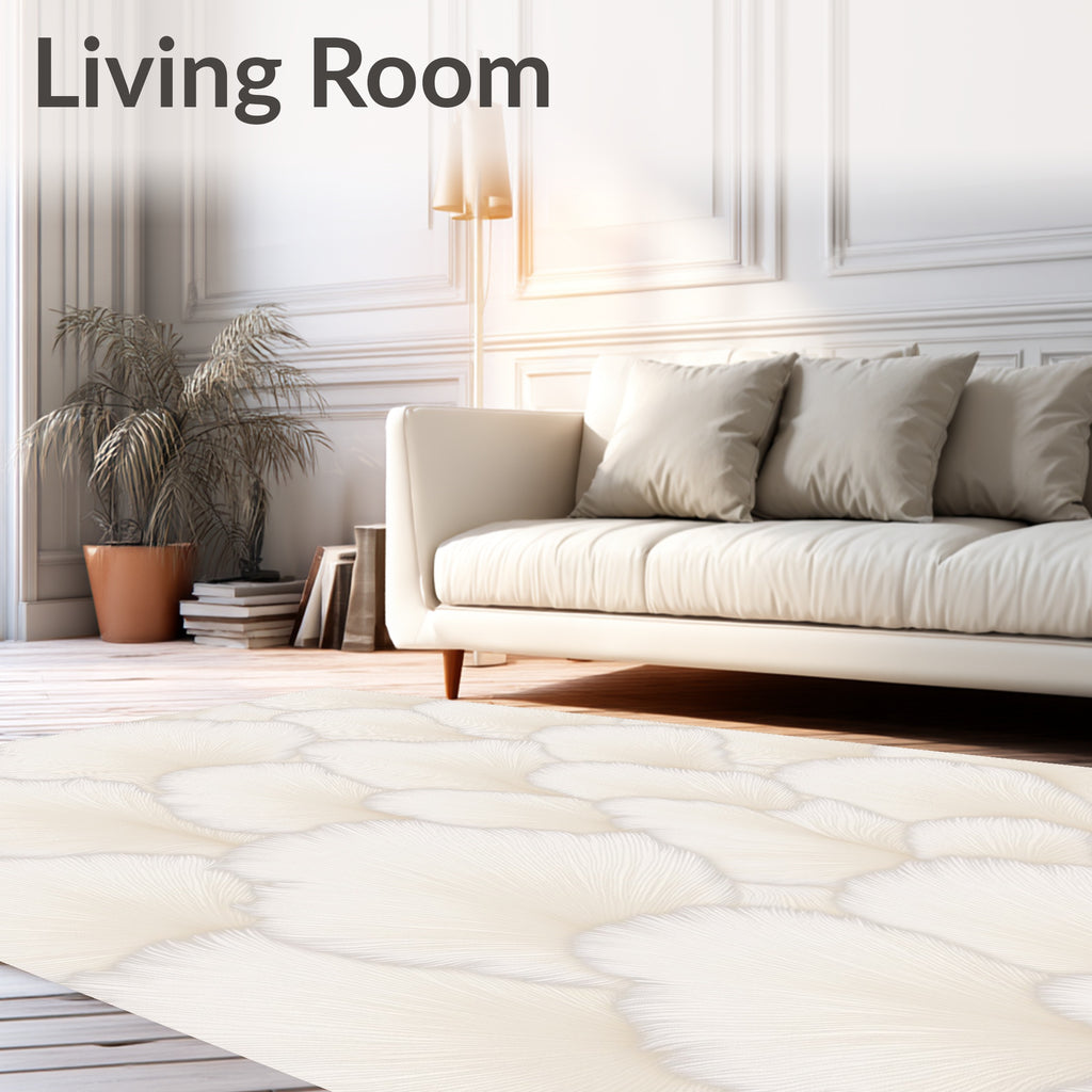 Creamy Petal Abstract Organic Rug