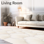 Creamy Petal Abstract Organic Rug