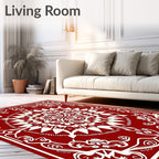 Crimson Cream Symmetrical Floral Medallion Rug