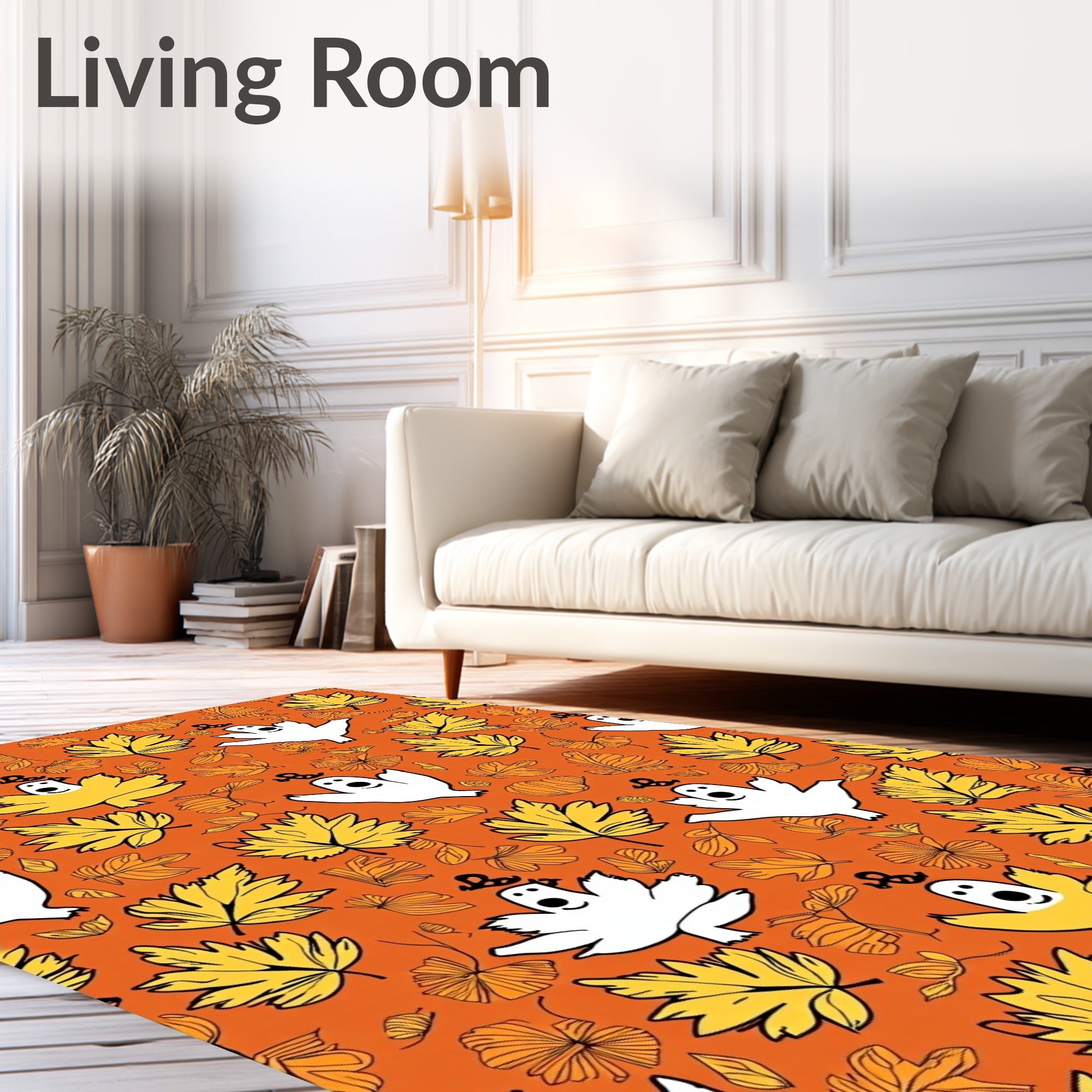 Orange Ghostly Autumn Leaves Rug