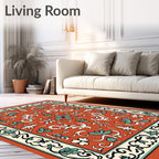 Terracotta Floral Vine Garden Rug