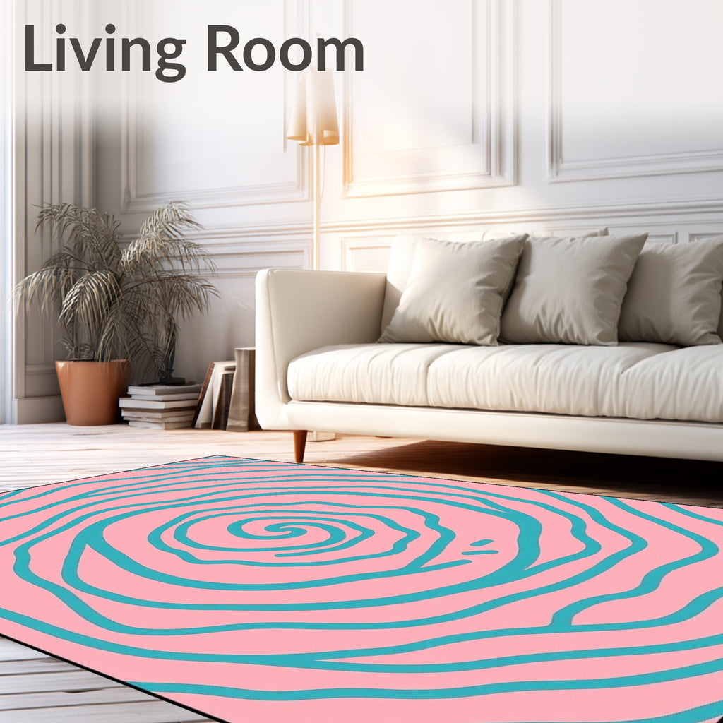 Pink Teal Swirl Organic Waves Rug