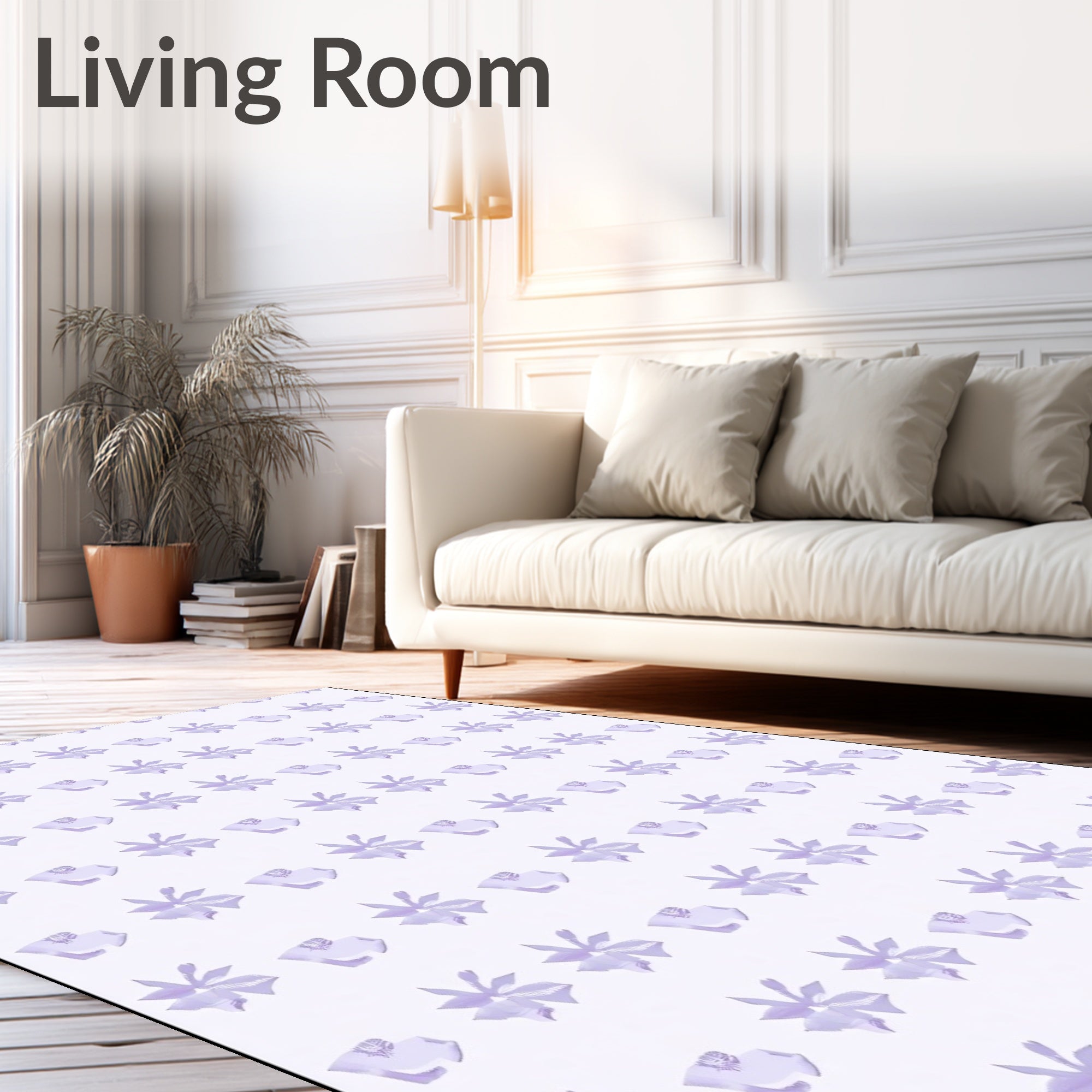 Pale Lavender Watercolor Floral Array Rug