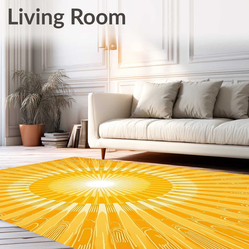Radiant Golden Sunburst Rays Rug