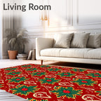 Red Holiday Poinsettia Garland Rug