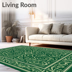Vibrant Emerald Vintage Floral Scroll Rug
