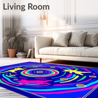 Vibrant Neon Cat Starry Swirl Rug