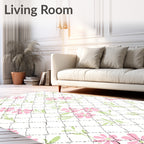 Pastel Pink Floral Quilted Lattice Rug