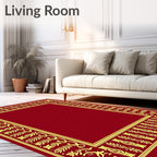 Red and Yellow Floral Border Rug
