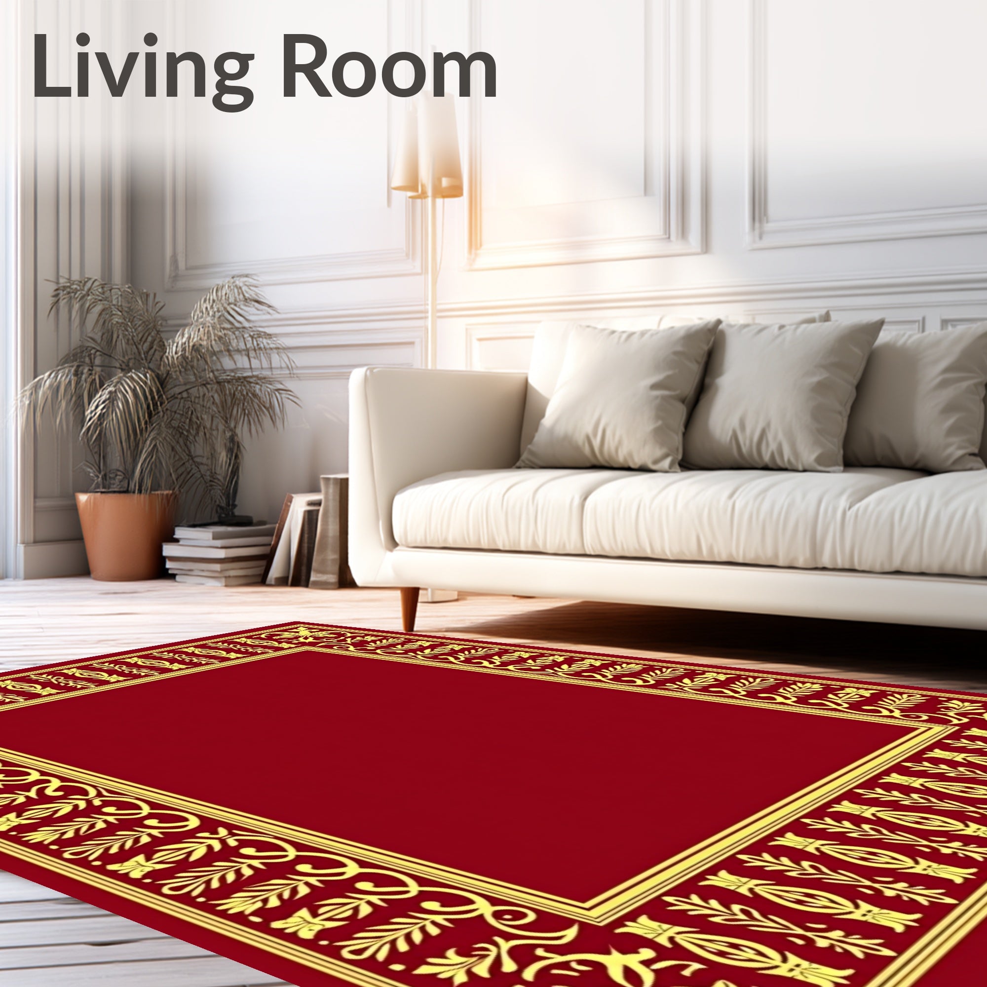 Red and Yellow Floral Border Rug