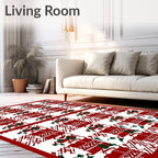 Red Green Geometric Checkerboard Imprint Rug