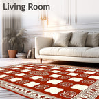 Crimson Cream Vintage Ornamental Lattice Rug