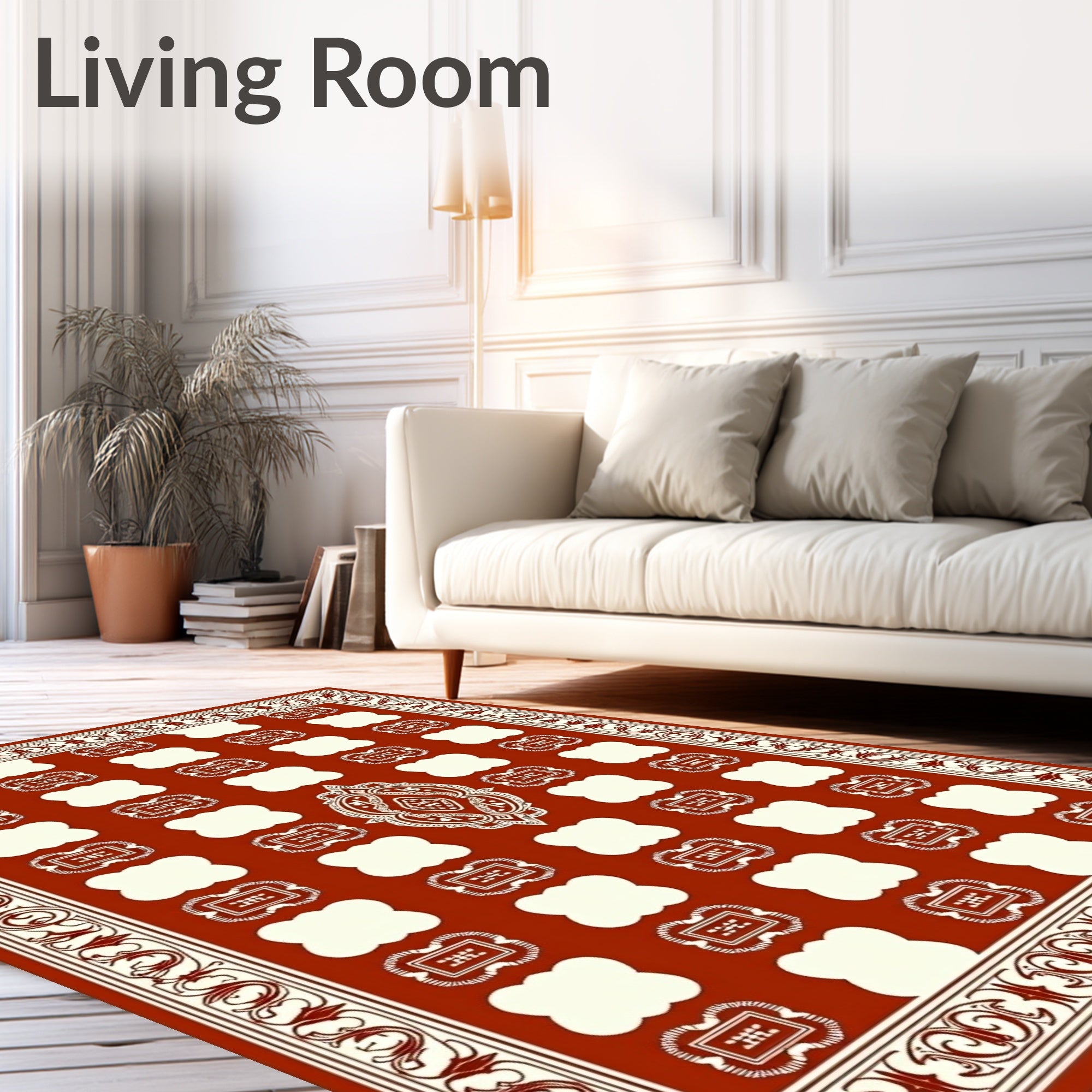Crimson Cream Vintage Ornamental Lattice Rug