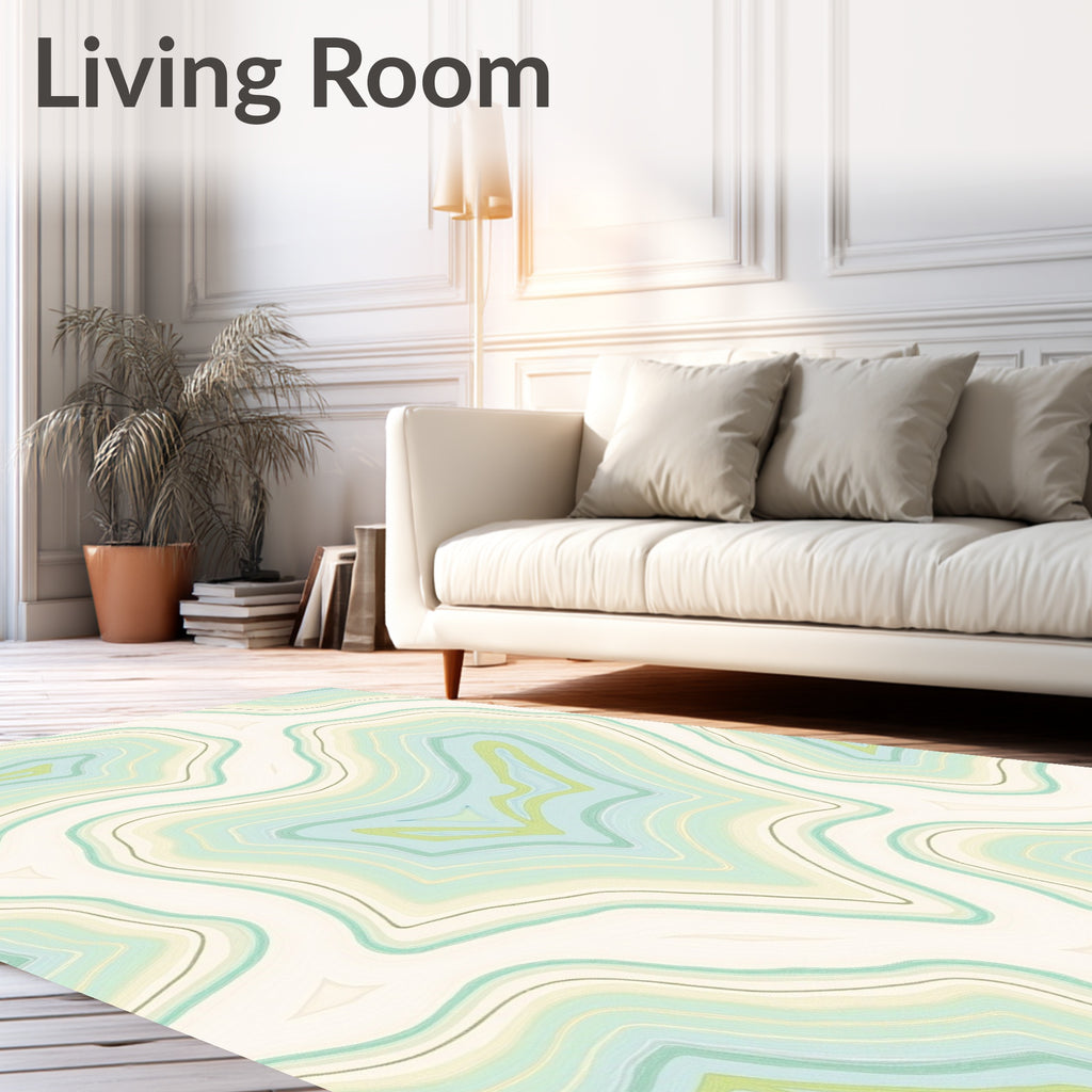 Soft Aqua and Lime Agate Layers Rug