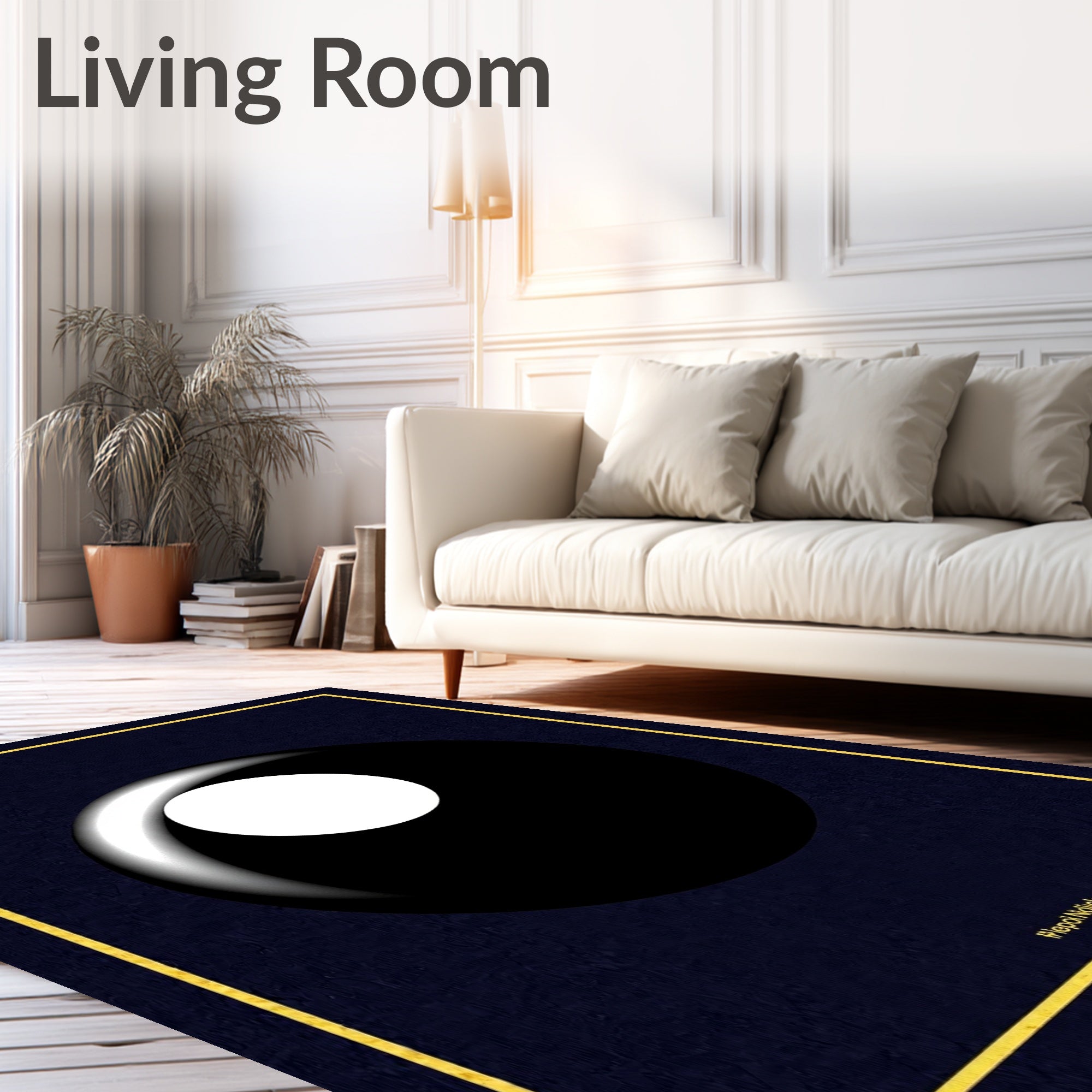 Modern Navy Sphere Abstract Rug