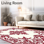 Deep Red Floral Medallion Square Rug