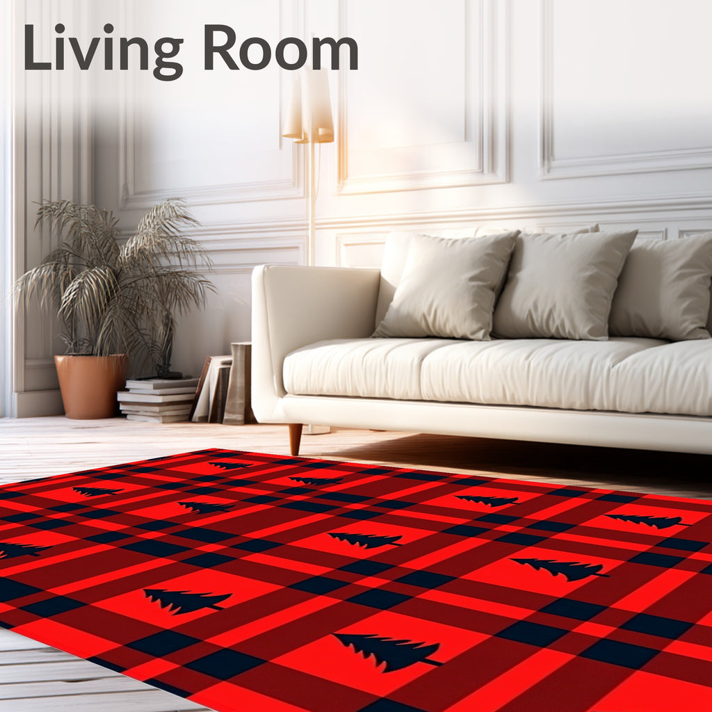 Rustic Red Buffalo Plaid Christmas Tree Rug