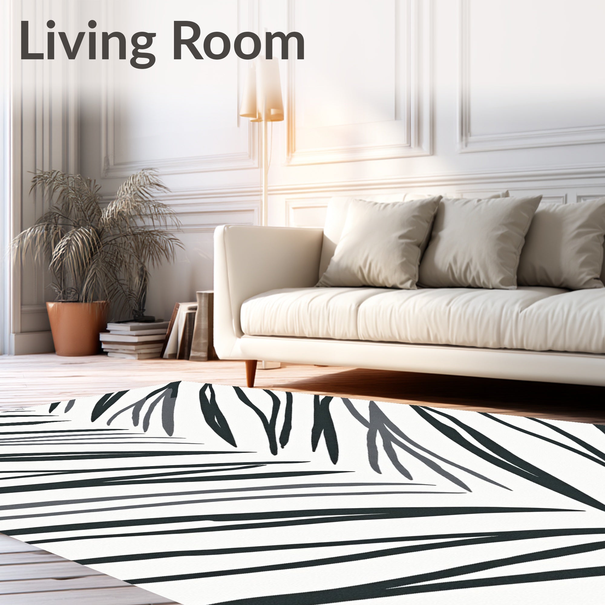 Abstract Black Gray Diagonal Strokes Rug