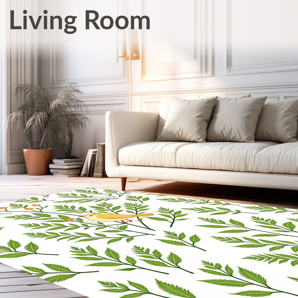Golden Yellow Bird Garden Branches Rug