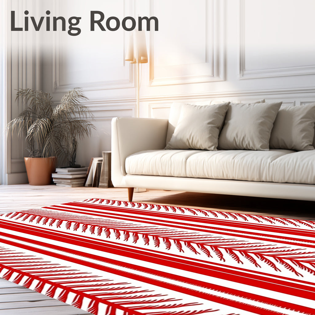 Crimson Vertical Feather Stripe Rug