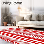 Crimson Vertical Feather Stripe Rug