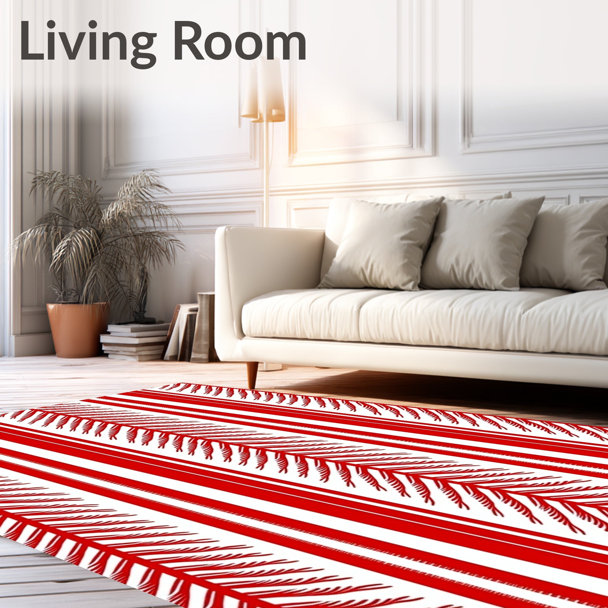 Crimson Vertical Feather Stripe Rug
