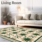 Green Gold Blossom Square Layout Rug