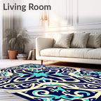 Navajo Blue Medallion Arabesque Rug