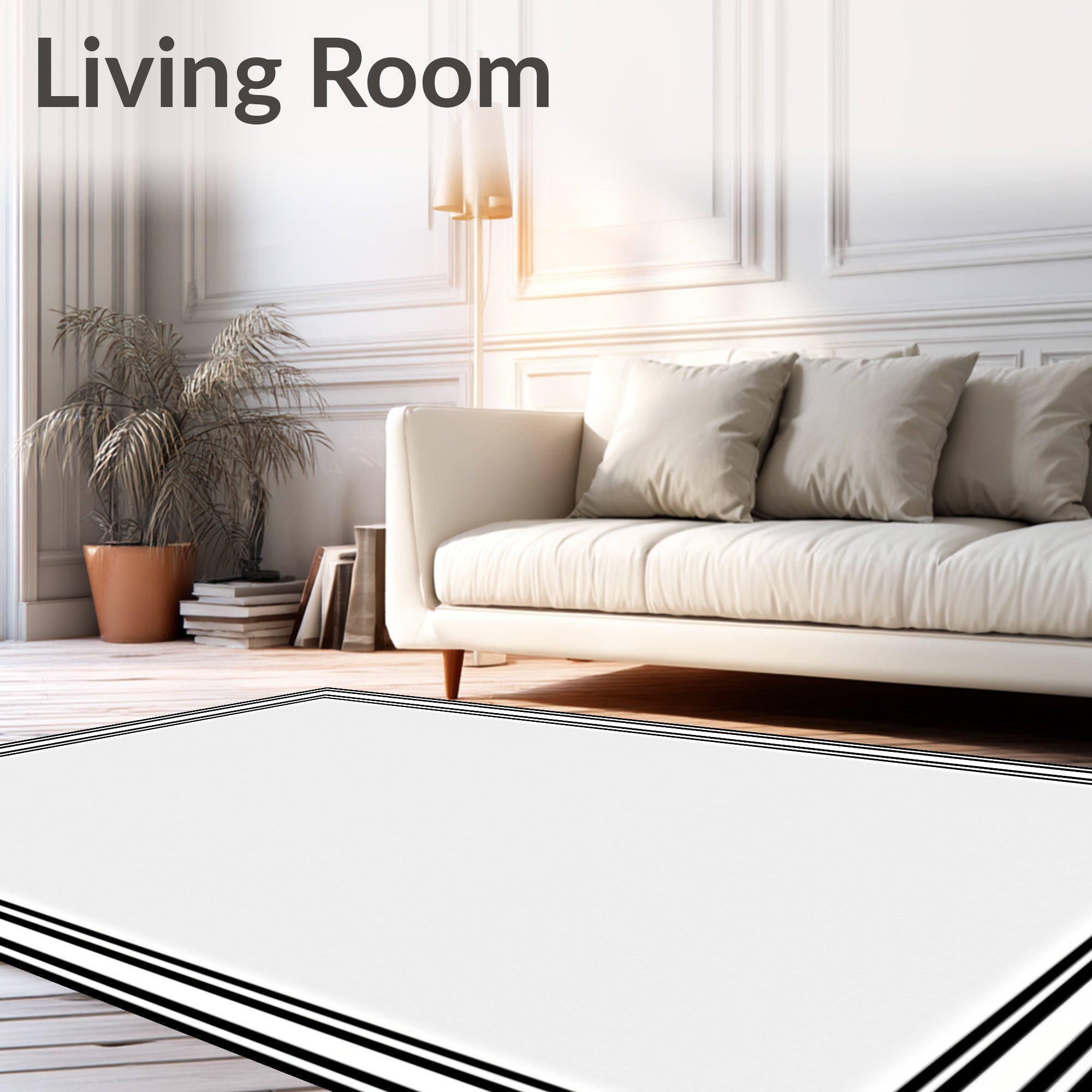 Monochromatic Black and White Border Rug