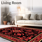 Vibrant Red Floral Medallion Centerpiece Rug