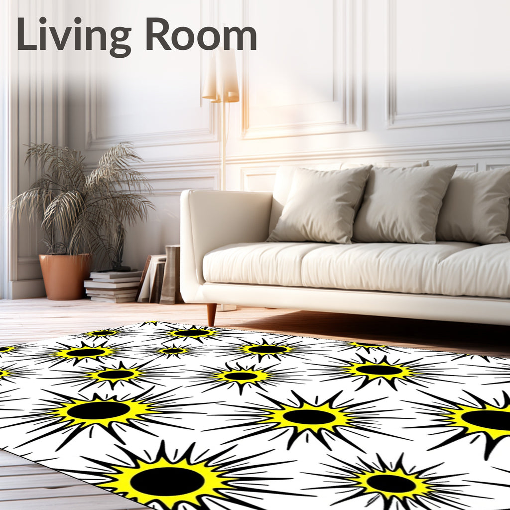 Radiant Yellow Sunburst Repeating Rug