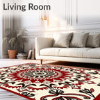 Crimson Medallion Floral Mandala Rug